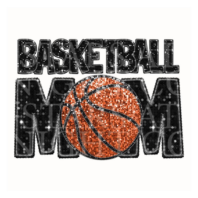 Basketball Mom Faux Sequin DTF Transfer For T-Shirts