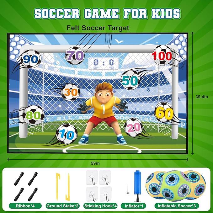 Soccer Ball Games for Kids, Soccer Goal Game with 3 Inflatable Velcro Balls, Indoor and Outdoor Backyard Games Toys for Ages 5-7 8-12, Soccer Gifts for 3 4 5 6 7 8 Year Old Boy Toys basketball toy