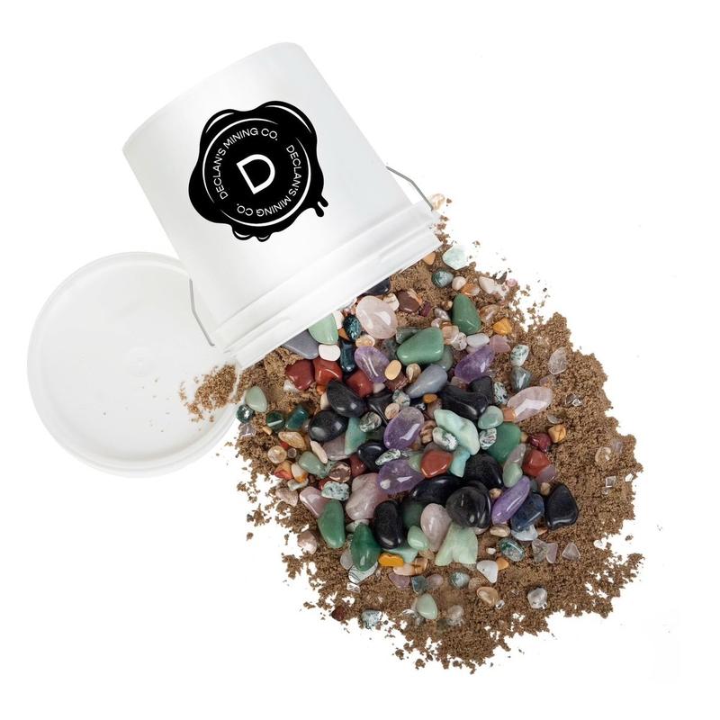 Gallon Tumbled Bucket with Confetti Sand and Tumbled Stones - One Gallon