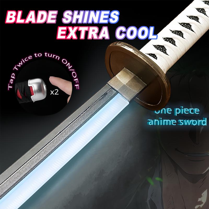 2.0 Upgraded Light Up One Piece wado Ichimonji Sword - 40 inches Kantana Plastic Anime cosplay prop with Belt & Stand