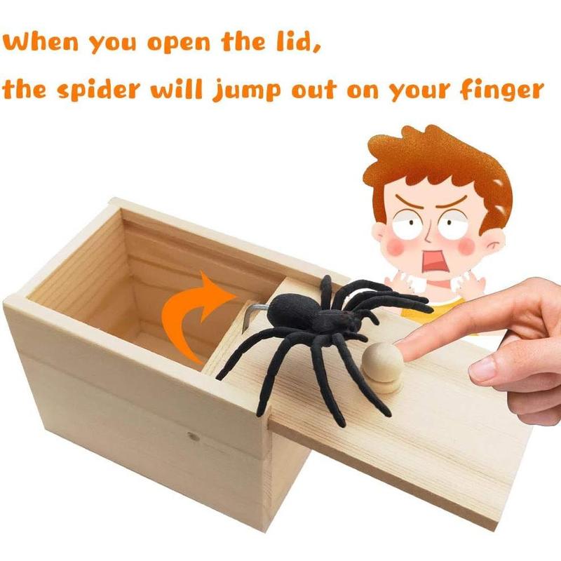 Original Spider Scare Prank Box, Hilarious Wooden Scare Box,Handmade Fun Joke Scarebox Toy,Practical Gift Toy Spider Box Prankoy Prank for Adults