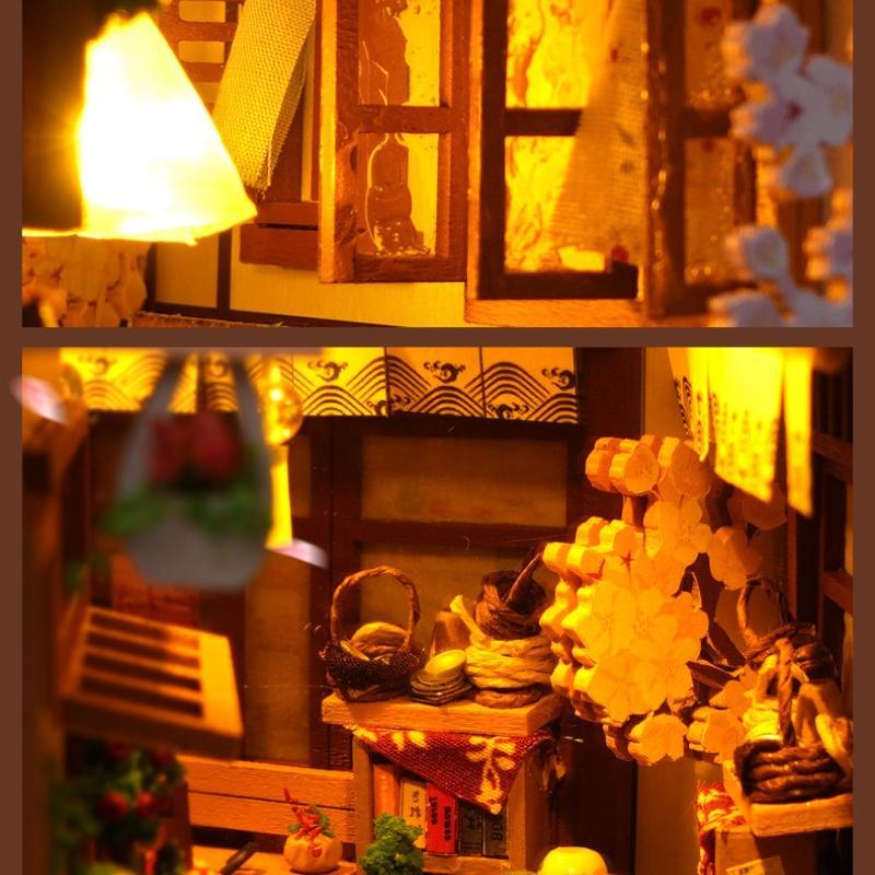 DIY Book Nook Kit, Mini Dollhouse Kit with Furniture with Light Effect, Bookshelf Home Decor Micro Model, Perfect Gift for Teenagers and Adults