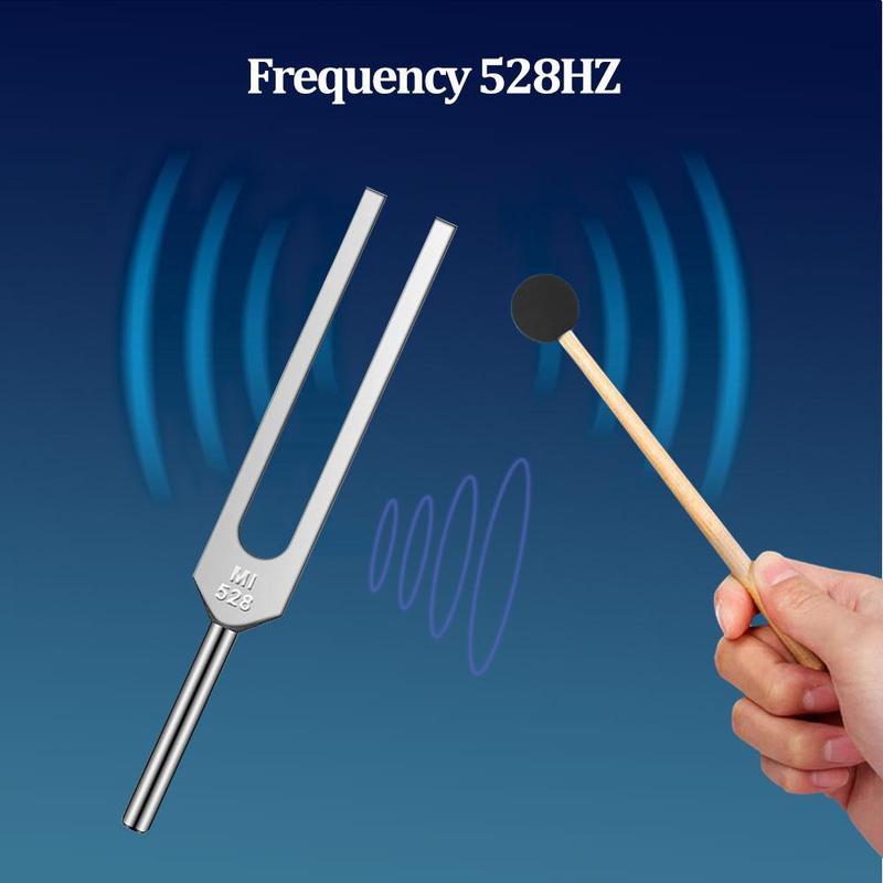 528Hz Tuning Fork, 1 Set Aluminum Alloy Tuning Fork with Velvet Bag & Hammer & Cleaning Cloth, Sound Healing Meditation Instrument, Christmas Gift