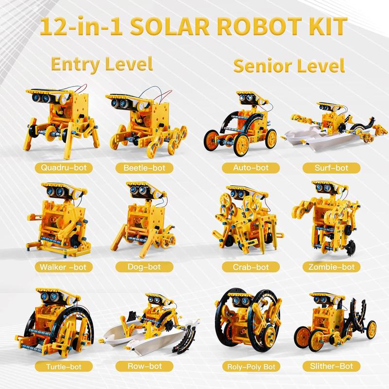 Educational Building Science Experiment Set, 12 in 1 STEM Solar Robot Kit Toys Gifts