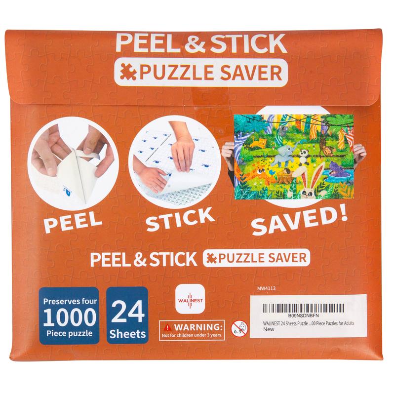 24 Glue Sheets Puzzle Saver, Puzzle Glue and Frame, No Mess Puzzle Saver Kit for Large Puzzles - Puzzle Glue Sheets to Preserve Finished Puzzle Save 4 x 1000 Piece Puzzles for Adults - WALINEST