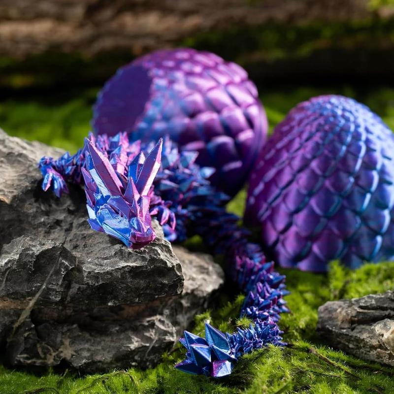 3D Printed Dragon Egg, Fully Jointed Mysterious Dragon Egg with Dragon Inside, 3D Printed Crystal Dragon Toy Surprise Home Decor for Kids Boys Girls Gift