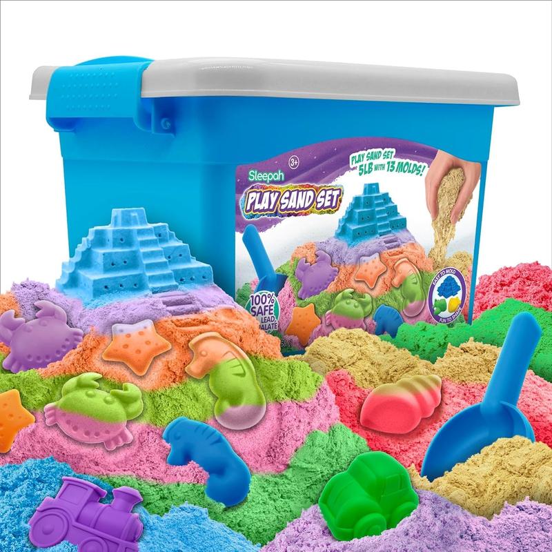 Sleepah Play Sand Set 5LB of Sensory Toy Sand with 13 Molds for Girls & Boys