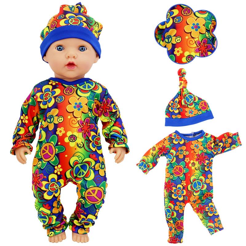 5 Sets Baby Doll Clothes with Sleeping Cap for 14-18 Inch Doll 10 Pcs Baby Doll Accessories Outfits Casual Wear for 17 Inch Doll