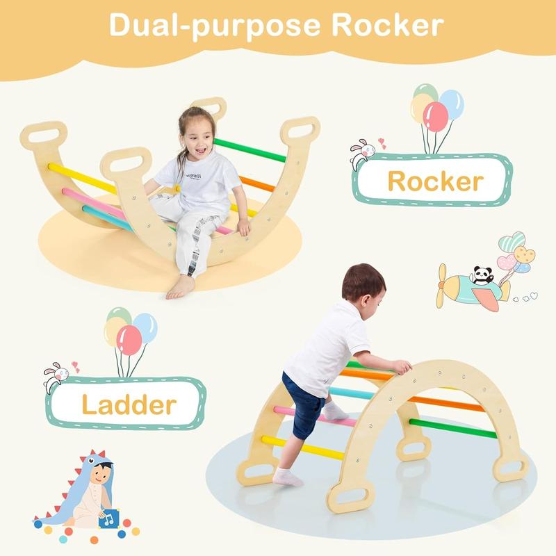 [AffiliateLive] COSTZON Wooden Kids Climbing Toy with Montessori Wooden Arch Climber Ladder, Multi-Combination Methods, Kids Triangle Climber Play Gym Set for Boys Girls Present