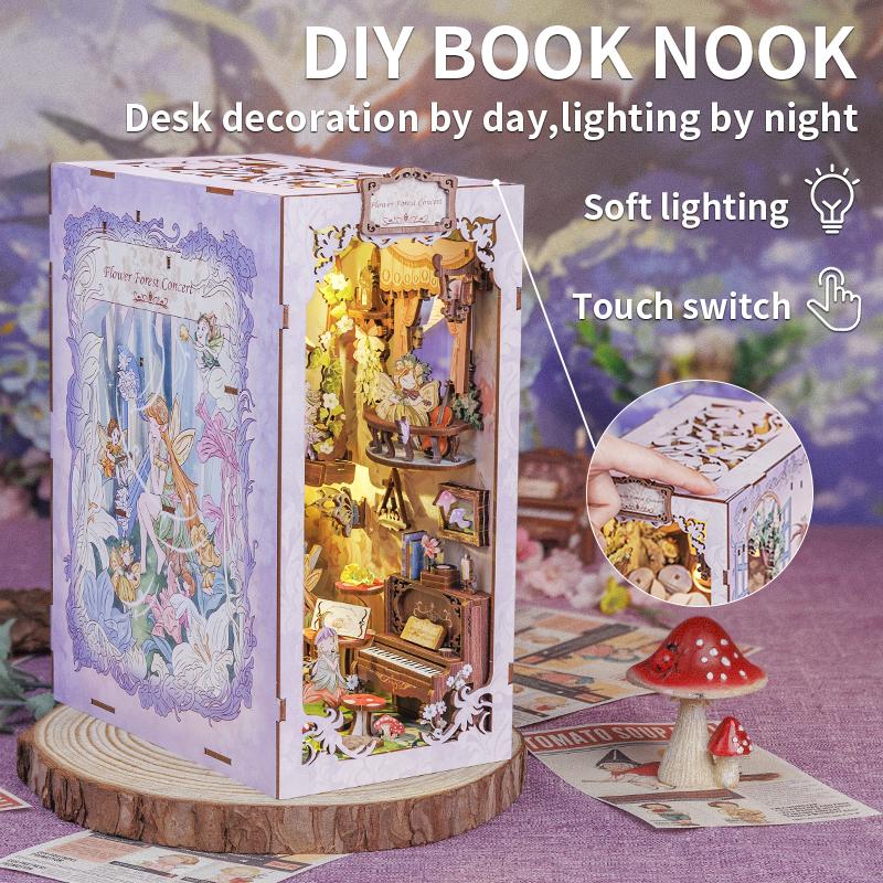 DIY Dollhouse Booknook Bookshelf Insert Decor Alley with LED Light - CUTEBEE Wood DIY Package