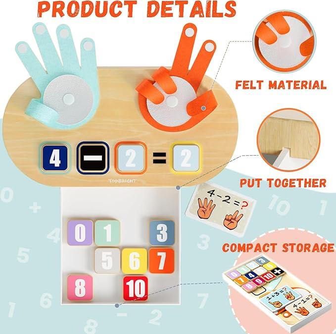 Black Friday Sales！！！TOP BRIGHT Educational Learning Number Toys for Toddlers 2-4 Years, Kids Finger Counting Math Number Blocks Homeschool Supplies, Montessori Toys for 3 4 5 Year Old christmas 2024 ornament