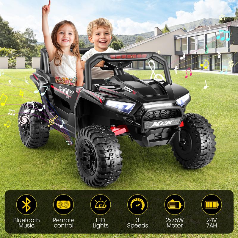 Hikole 24V 2 Seater Ride on Toys for Big Kids with Remote, Battery Powered Electric Car UTV, Soft Start, Gift for Boys Girls 4-8