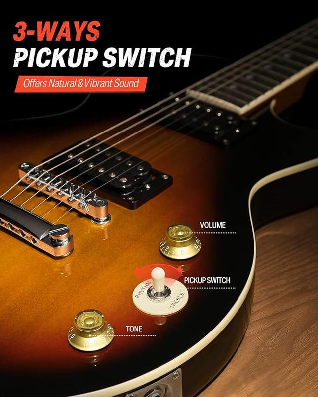 Donner 39 Inch LP Electric Guitar Solid Body Beginner Kit Sunburst Full Size, with Bag, Strap, Cable, for Beginner,DLP-124S