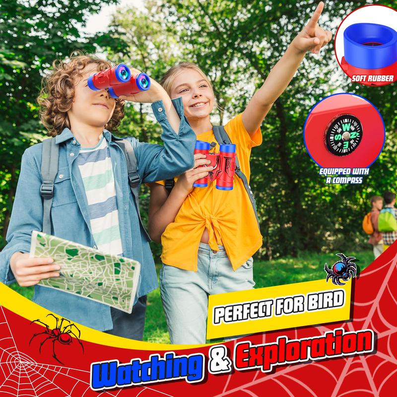 Spider Binoculars for Kids Ages 3-8 Boy Toys with Compass Christmas Birthday Gifts for 3 4 5 6 7 8 Year Old Boys Girls Toy Age 4-6 6-8 Boy Outdoor Toys for Camping