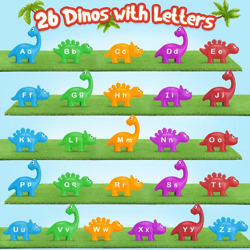 Kasfalci Alphabet Learning Toys, Dinosaur Toys,Matching Letter Game, Color Sorting, Educational Montessori Fine Motor Toys, Learning Activities