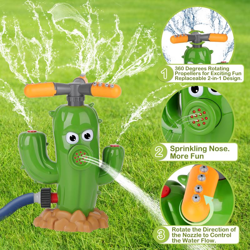 deAO Sprinkler Toy with Baseball Toy, Cacti Sprinkler Toy, Summer Water Toys, Pets Party Outdoor Toys Set, Beach Garden Lawn Party Game