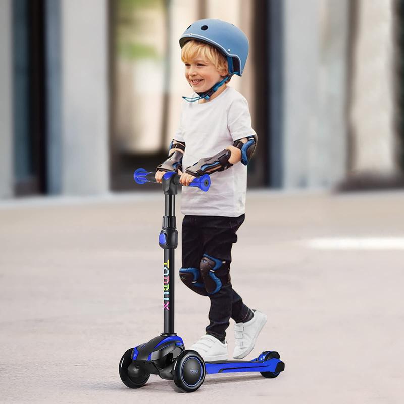 Kids Scooter for Age 3-12, Toddler Scooter with 4 Adjustable Heights, Light Up 3-Wheels Scooter, Shock Absorption Design, Lean to Steer, Balance Training Scooter for Kids