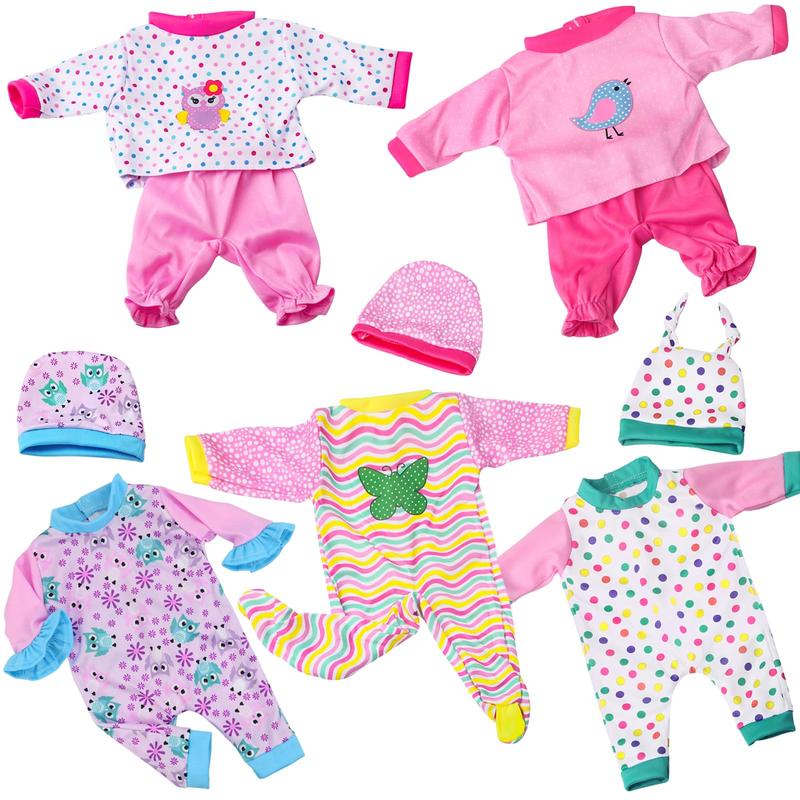 5 Sets Baby Doll Clothes and Hat for 14-16 Inch Doll, Alive Doll Outfits Playtime Jumpsuits Fit in 15 Inch Dolls Reborn,10 Pcs in Total Doll Clothes and Accessories for 18 Inch Doll