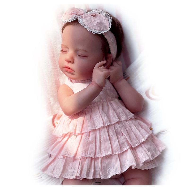 Wooroy Reborn Baby Doll - Birthday Gift, Kids Gift, Girl Gift, Christmas Gift, Big Sister Gift, Girl Dolls, 20 inch Doris Baby Doll with Pink Dress, Vinyl Limbs and Cloth Body, Perfect Christmas Gift for Kids 3+