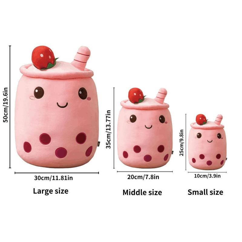 Cute Strawberry Milk Tea Design Plush Toy, 1 Count Cartoon Soft Strawberry Milk Tea Cup Pillow, Home Hugging Gifts, Birthday Gift