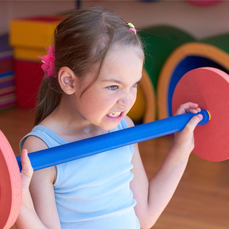 Hey! Play! Kids Weight Bench Set with Leg Press and Barbell for Ages 3 and Up