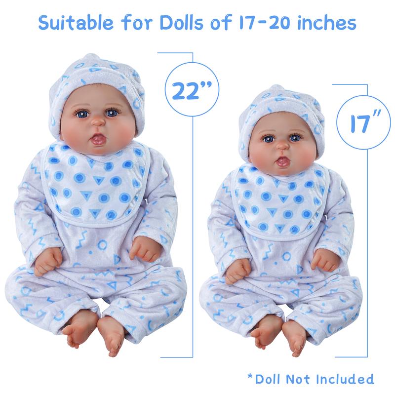 BABESIDE 8 Pcs Reborn Baby Doll Accessories with Bassinet for 17-22 Inch Baby Doll, Baby Doll Clothes Outfit Accessories fit Reborn Doll Newborn Boy