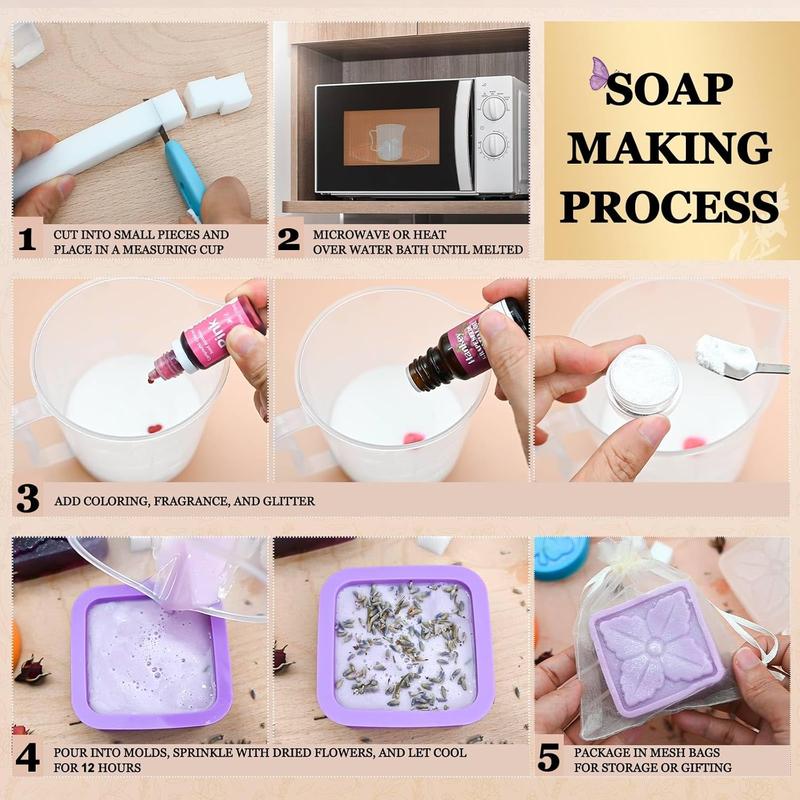 Soap Making Supplies - Melt and Pour Soap Base, Molds, Colorants, Fragrances, Glitter, Dried Flowers, DIY Kits for Adults