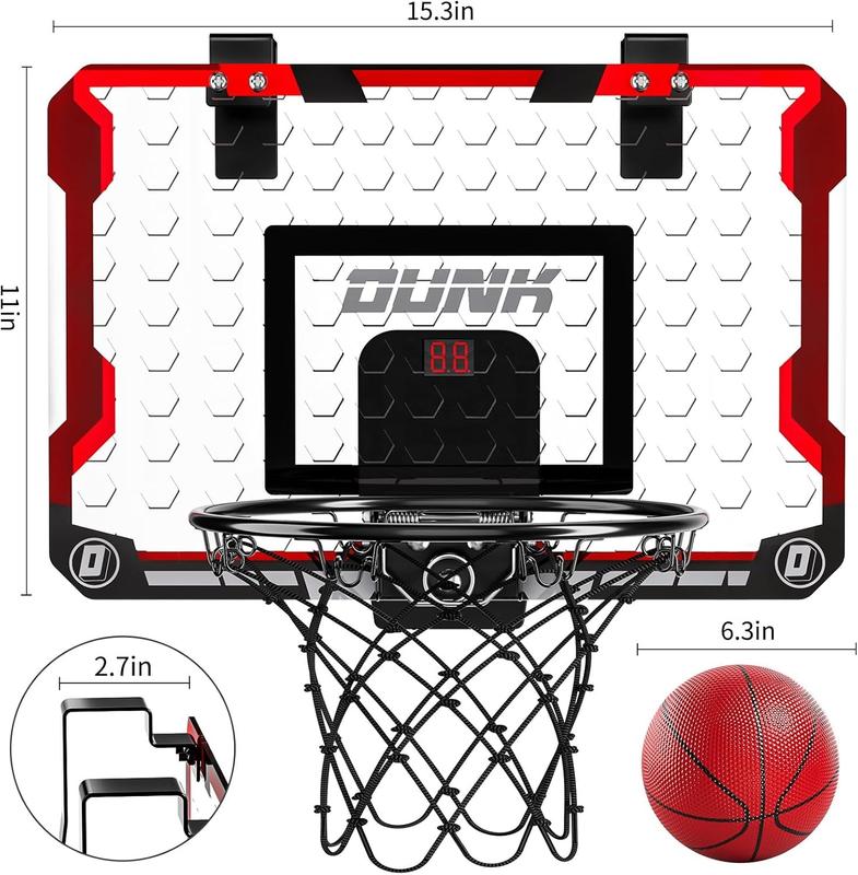 Red Basketball Hoop Indoor , Basketball Hoop for Door with 4 Balls, Indoor Mini Basketball Hoop, Basketball Game Toys