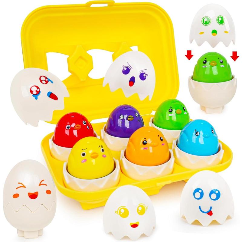 Egg toys for kids, learn color shape sorting fine motor skills matching eggs puzzle game Easter birthday gift, toys gifts for boys and girls