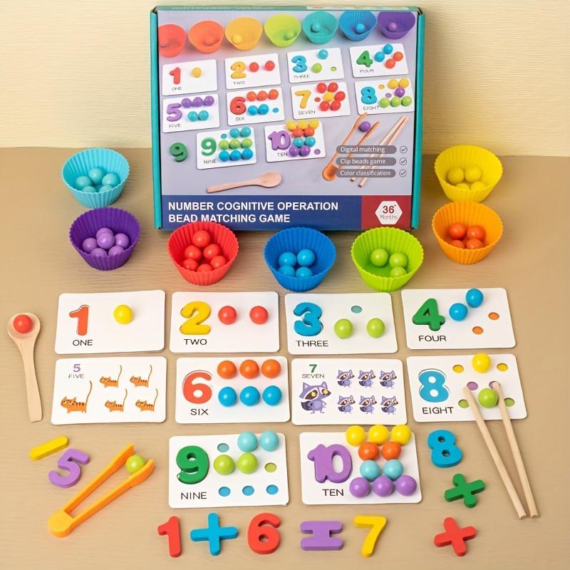 Number Cognitive Operation Bead Matching Game, 1 Set Christmas Colorful Bead Matching Puzzle, Preschool Maths Toy, Learning Toy, Fall Gift, Thanksgiving Christmas Gift Set