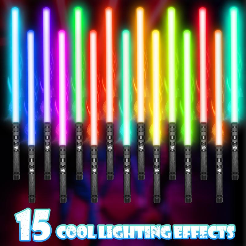 Skirfy 2 in 1 Lightsabers,Motion Control Light Up Swords with 15 Colors and 3 Sound Modes,Aluminum Alloy Hilt,Rechargeable Toy Lightsabers,Perfect Halloween Birthday Gift lightsaber tricks permafrost  lightsaber neo pixel red lightsaber custom lightsaber