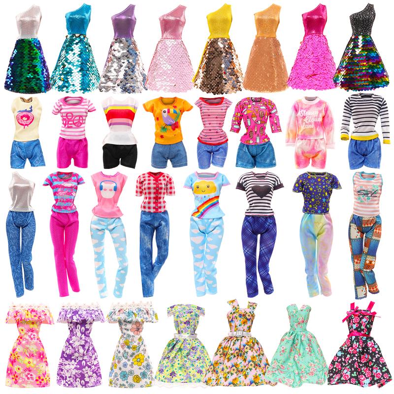 BARWA 11 Sets Doll Clothes Including 3 Sequins Dresses 4 Fashion Floral Dresses 4 Casual Outfits Tops and Pants for 11.5 inch Girl Dolls girl  doll