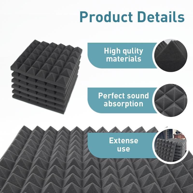 Sound Absorbing Wall Panels for Indoor Studios, 24pcs Pyramid Soundproof Sponge, Music Accessories, Suitable for Indoor Studios and Recording Studios To Minimize Noise, Musical Instruments Accessories, Stocking Fillers Gift