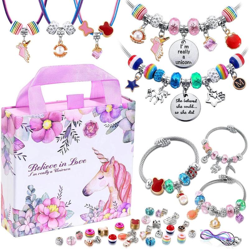 Charm Bracelet Making Kit, A Unicorn Girls Toy That Inspires Creativity and Imagination, Crafts for Ages 8-12 with Jewelry Making & Art Kit Perfect Gifts, Self-Expression!