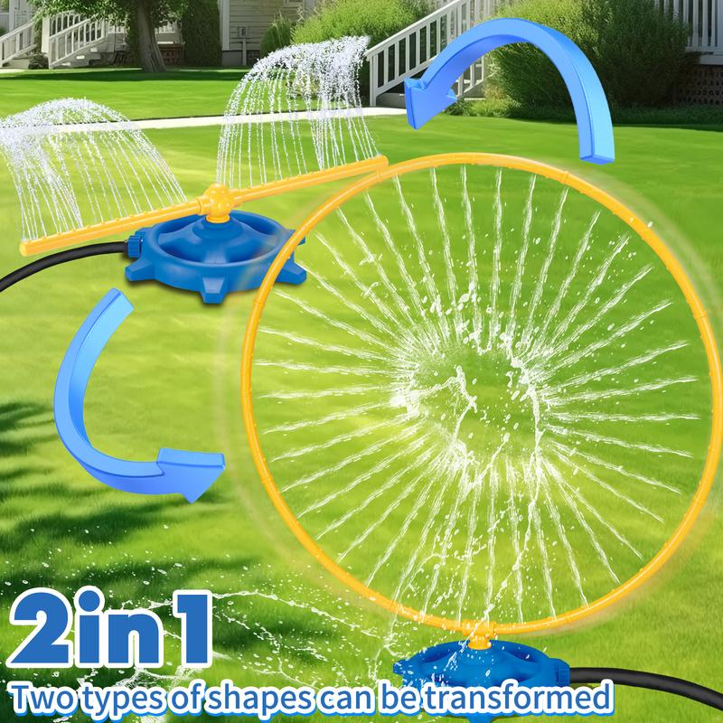 Water Sprinkler Toys for Kids 2 Ways to Play Water Toys Set Outdoor with 2 Types Nozzles