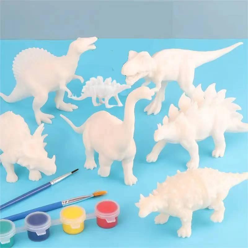 Mixed Size Dinosaur Painting Toy Kit, 17pcs set Cute Dino Figurines Coloring Toy Set, Colorful Hand Painted Art Crafts, Creative Gift Birthday Gift