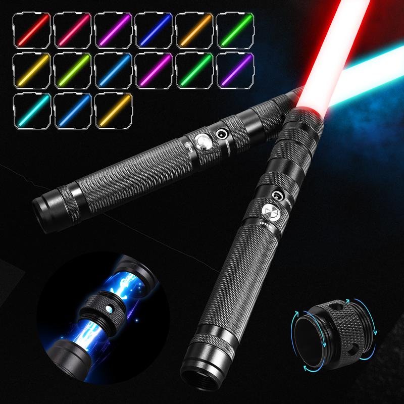 Skirfy 2 in 1 Lightsabers,Motion Control Light Up Swords with 15 Colors and 3 Sound Modes,Aluminum Alloy Hilt,Rechargeable Toy Lightsabers,Perfect Halloween Birthday Gift lightsaber tricks permafrost  lightsaber neo pixel red lightsaber custom lightsaber