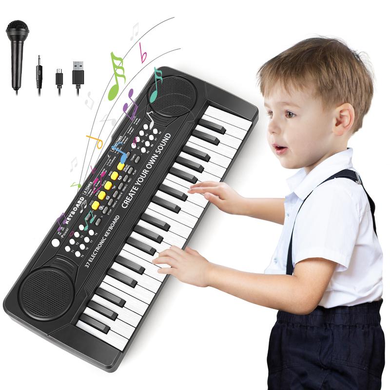 M SANMERSEN Keyboard Piano for Kids 37 Keys Music Piano with Microphone Portable Musical Toy Electronic Piano Birthday Gifts for Girls Ages 3 4 5 6