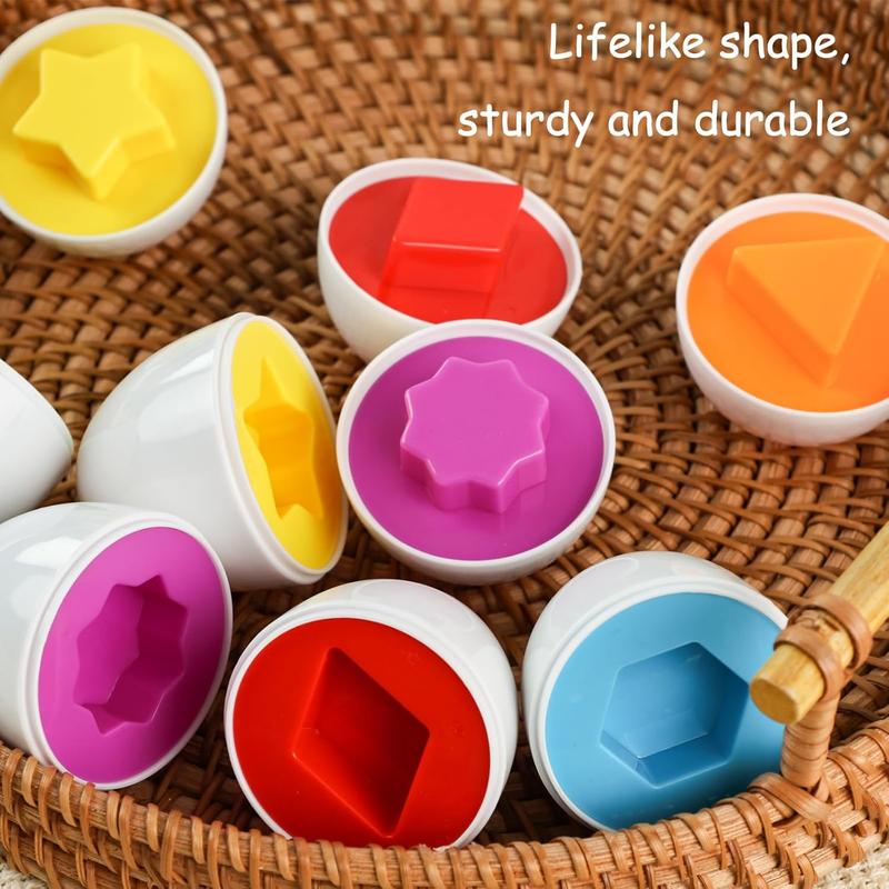 12PCS Matching Eggs Shape sorter Toy Educational Toy for Kids Easter Toy Eggs for Boys Girls