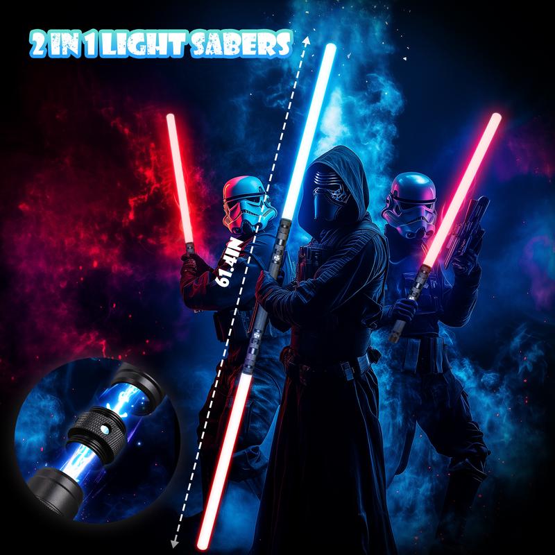 Skirfy 2 in 1 Lightsabers,Motion Control Light Up Swords with 15 Colors and 3 Sound Modes,Aluminum Alloy Hilt,Rechargeable Toy Lightsabers,Perfect Halloween Birthday Gift lightsaber tricks permafrost  lightsaber neo pixel red lightsaber custom lightsaber