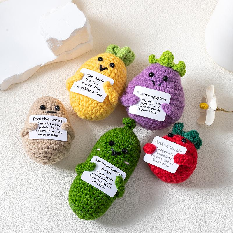 Decorative Flowers, Plants & Fruit Funny Positive Pickle Home Decorations Crochet Gifts Encouragement Birthday Gifts, Christmas Stocking Stuffers，Fruits and vegetables