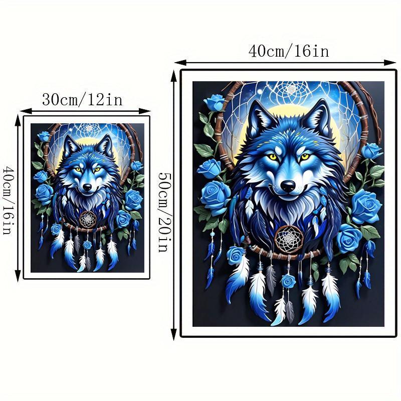 Wolf Pattern DIY Diamond Arts Colorful Painting Kit without Frame, DIY 5D Diamond Arts Colorful Painting Kit, Wall Art Decor for Home Living Room Bedroom