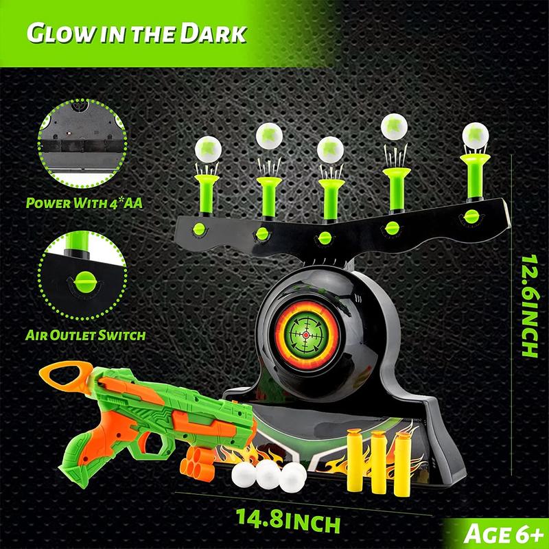 Nerf Guns Shooting Games Toy,Shooting Target,Glow in The Dark,Floating Ball Target Practice Toys for Kids Boys Hover Shot 1 Blaster Toy Gun 10 Soft Foam Balls 3 Darts Gift