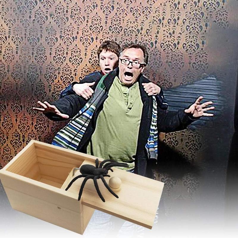 Original Spider Scare Prank Box, Hilarious Wooden Scare Box,Handmade Fun Joke Scarebox Toy,Practical Gift Toy Spider Box Prankoy Prank for Adults