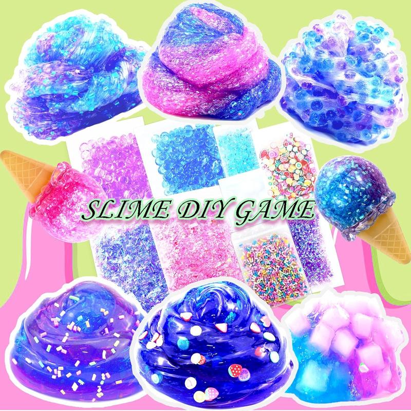 Christmas gift Slime Kit Confetti Slime, Glimmer Crunchy Slime, Foam Slime, Jelly Cubes Slime for Kids - Stress Relief Toys & Party Favors