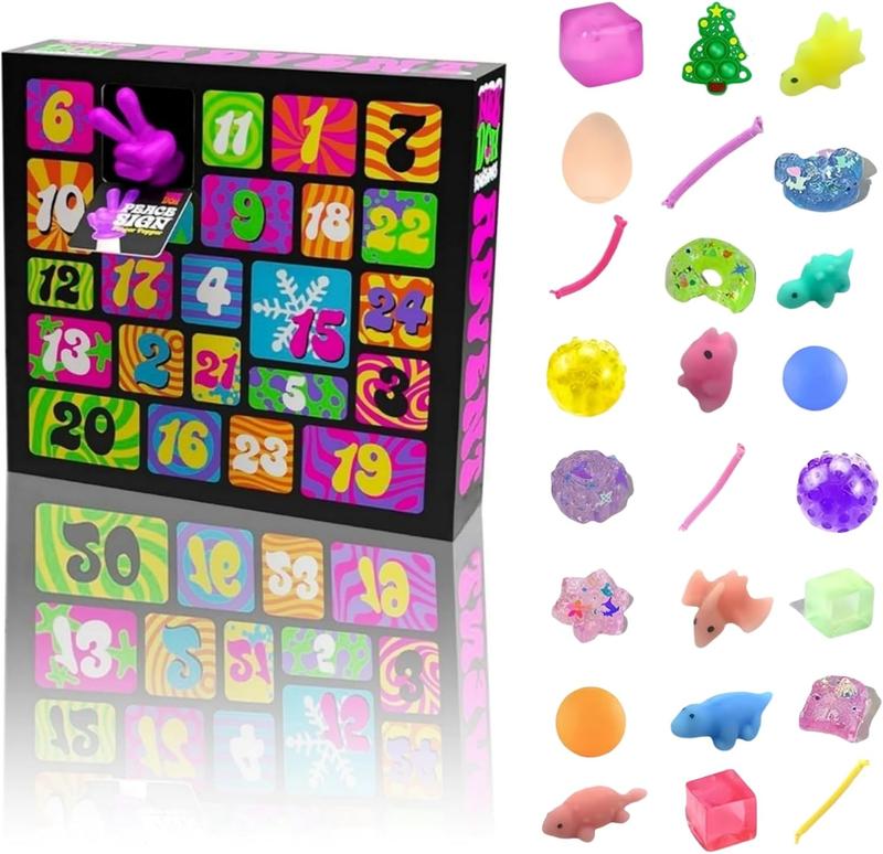 Featured nee doh christmas advent calendar, 2024 christmas gift advent calendar, christmas countdown calendar including 24 christmas mini squeeze toys!