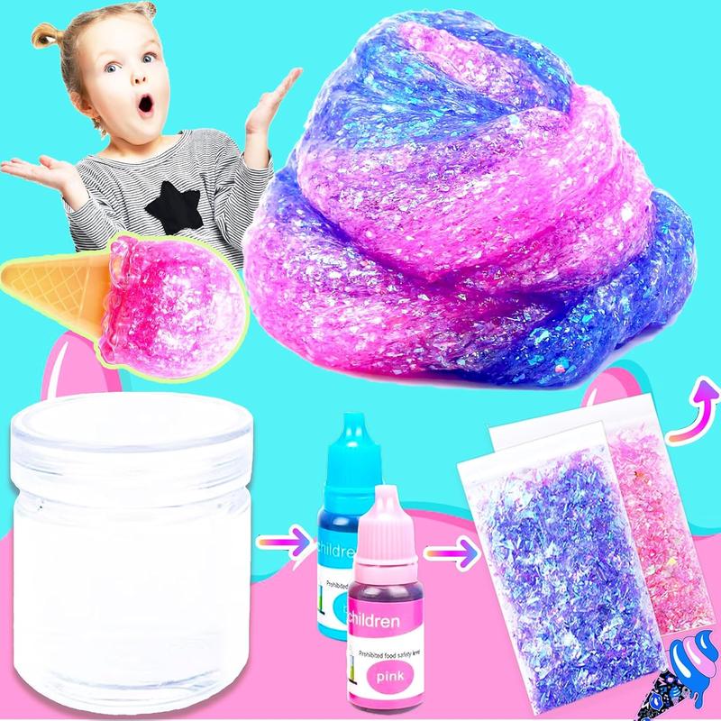 Christmas gift Slime Kit Confetti Slime, Glimmer Crunchy Slime, Foam Slime, Jelly Cubes Slime for Kids - Stress Relief Toys & Party Favors