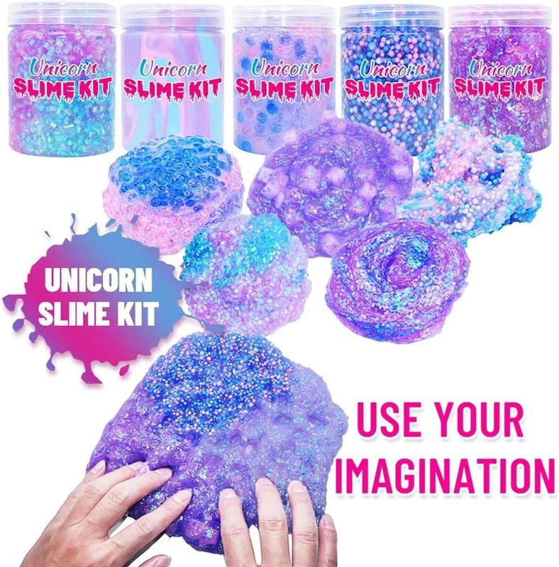 Christmas gift for kids Unicorn Slime Kit for Girls 4-12 - Makes Butter, Candy Confetti, Glimmer, Foam Jelly Cubes - Party Favors for Kids