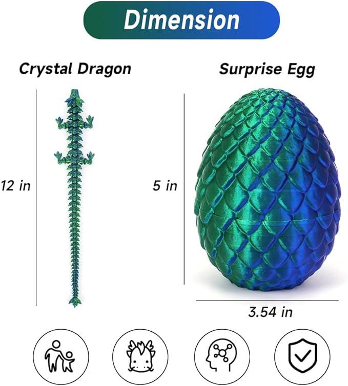 3D Printed Dragon Eggs with Dragon Inside Articulated Crystal Dragon in Egg  Executive Dragon Fidget Desk Toys for Gifts Home Office Decor