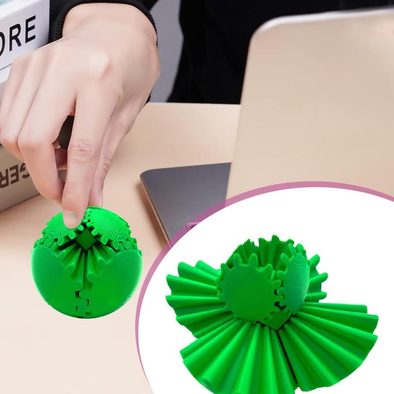 Gear Ball - 3D Printed Gear Ball Spin Ball or Cube Fidget Toy, Gear Sphere Fidget Toy, Stress Ball, GearSphere Desk Toy for Stress and Anxiety Relaxing